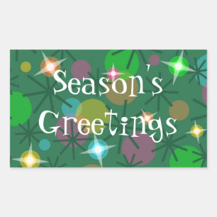 Christmas Lights Season's Greetings rectangle Rectangular Sticker