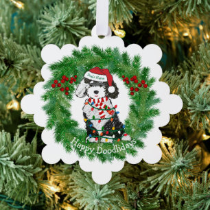 Christmas Lights Sheepadoodle Snowflake Tree Decoration Card
