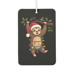 Christmas Lights Sloth Wearing Xmas Hat - Sloth Lo Car Air Freshener