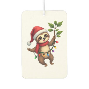 Christmas Lights Sloth Wearing Xmas Hat - Sloth Lo Car Air Freshener