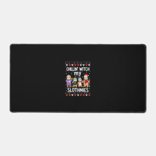 Christmas Lights Sloth Wearing Xmas Hat - Sloth Lo Desk Mat