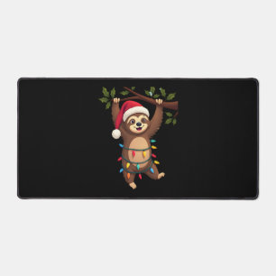 Christmas Lights Sloth Wearing Xmas Hat - Sloth Lo Desk Mat