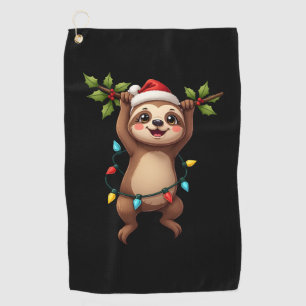 Christmas Lights Sloth Wearing Xmas Hat - Sloth Lo Golf Towel