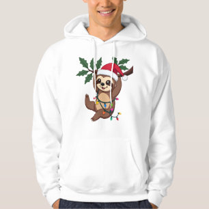 Christmas Lights Sloth Wearing Xmas Hat - Sloth Lo Hoodie