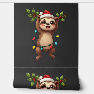 Christmas Lights Sloth Wearing Xmas Hat - Sloth Lo Wallpaper