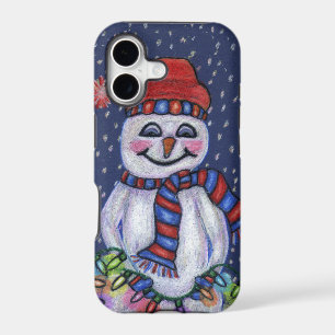 Christmas Lights Smiling Snowman