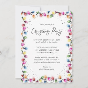Christmas Lights Snow Holiday Party Invitation