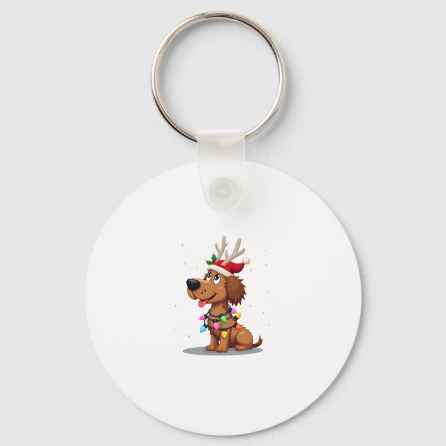 Christmas Lights Soft Coated Wheaten Terrier Dog T Key Ring (Front)