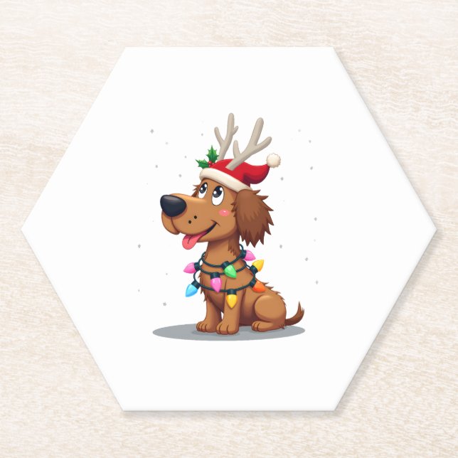 Christmas Lights Soft Coated Wheaten Terrier Dog T Paper Coaster (Front)