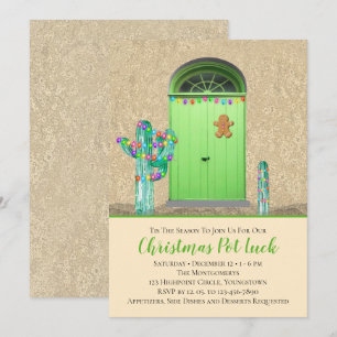 Christmas Lights Southwestern Cactus Holiday Party Invitation