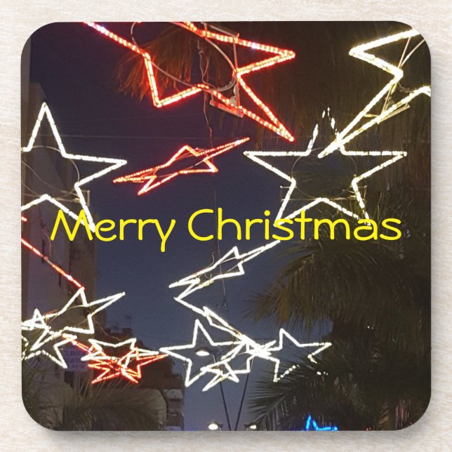 Christmas lights square coasters (Front)