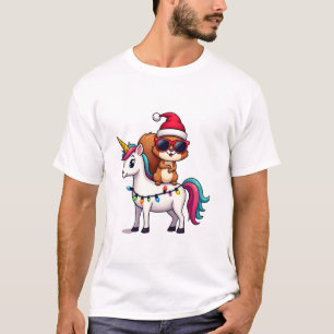 Christmas Lights Squirrel Riding Unicorn T-Shirt (