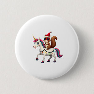 Christmas Lights Squirrel Riding Unicorn T-Shirt ( 6 Cm Round Badge