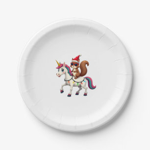 Christmas Lights Squirrel Riding Unicorn T-Shirt ( Paper Plate