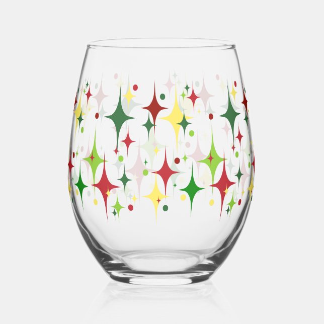 Christmas Lights Stemless Wine Glass (Front)