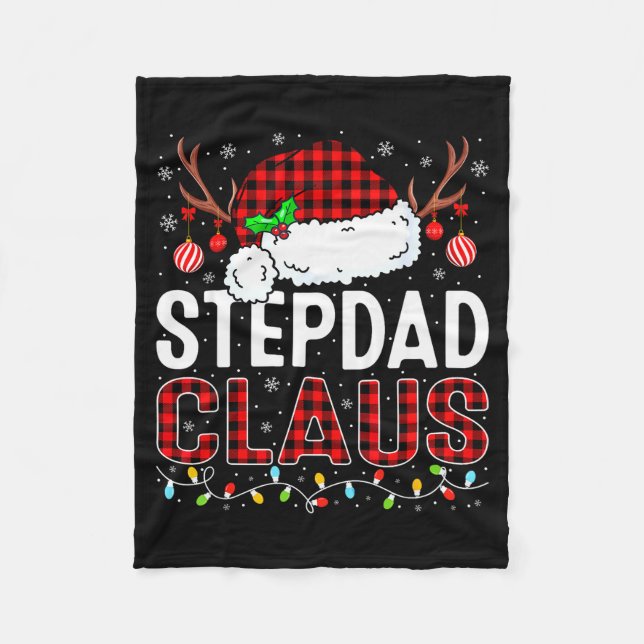 Christmas Lights Stepdad Claus Family Matching Xma Fleece Blanket (Front)