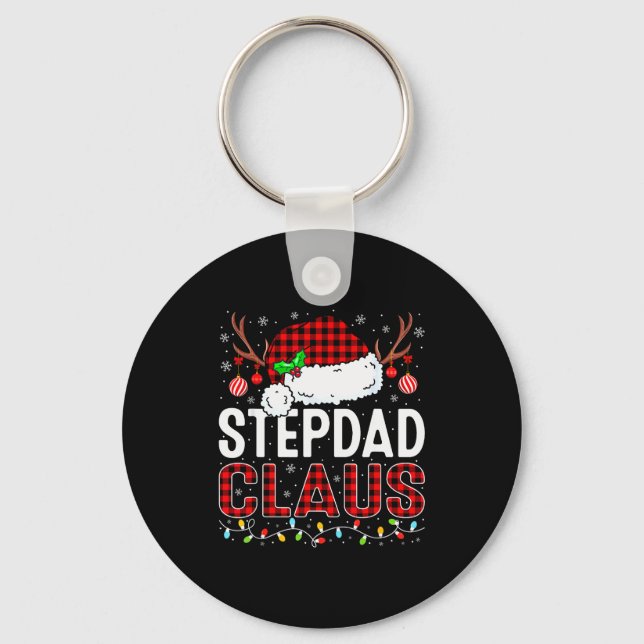 Christmas Lights Stepdad Claus Family Matching Xma Key Ring (Front)