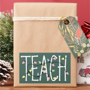 Christmas Lights Teach Teacher Love Teaching Gifts Rectangular Sticker