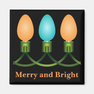 Christmas Lights Trio Orange and Blue Magnet