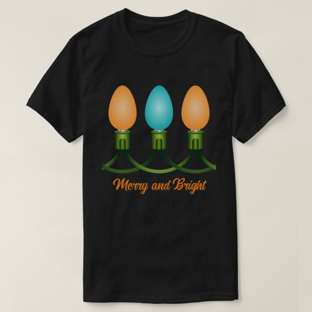 Christmas Lights Trio Orange and Blue T-Shirt (Design Front)