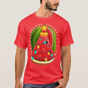 Christmas Lights Tropical Watermelon Hawaiian Chri T-Shirt
