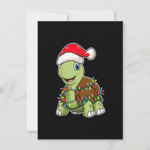 Christmas Lights Turtle Wearing Xmas Hat - Sea Tur Invitation