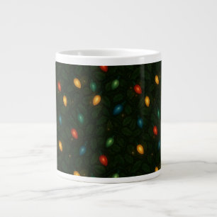 Christmas lights wrapped in holly leaves patterned large coffee mug