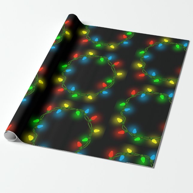 Christmas Lights Wrapping Paper (Unrolled)