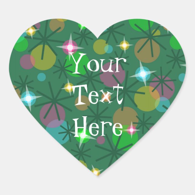 Christmas Lights 'Your Text' sticker heart (Front)