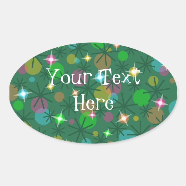 Christmas Lights 'Your Text' sticker oval (Front)