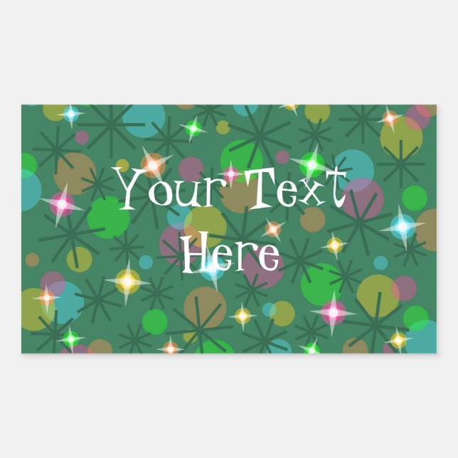 Christmas Lights 'Your Text' sticker rectangle (Front)