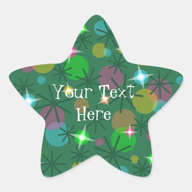 Christmas Lights 'Your Text' sticker star (Front)