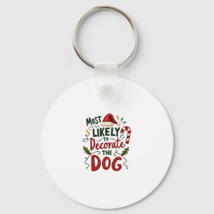 Christmas Likely Decorate Dog Xmas Family 2 Key Ring