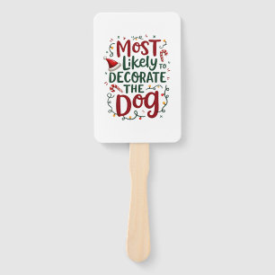 Christmas Likely Decorate Dog Xmas Family Hand Fan