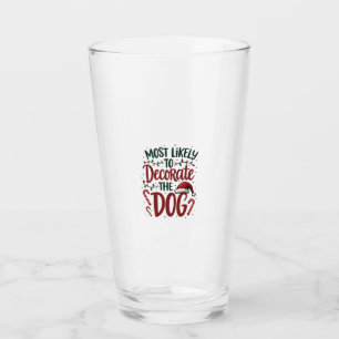 Christmas Likely Decorate Dog Xmas Family Kids Wom Glass
