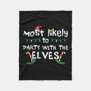 Christmas Likely Party With Elve Xmas Family Match Fleece Blanket