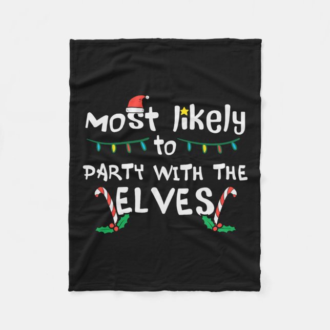 Christmas Likely Party With Elve Xmas Family Match Fleece Blanket (Front)