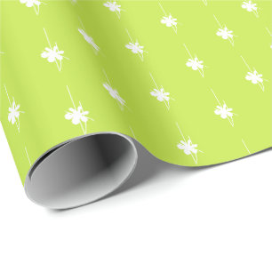 Christmas lime green white snowflakes cute gift wrapping paper