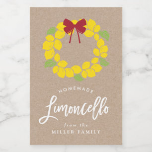 Christmas limoncello wreath, label