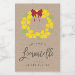 Christmas limoncello wreath, label