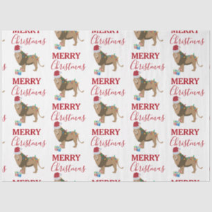 Christmas Lion Funny Animal with Santa Hat  Tissue Paper