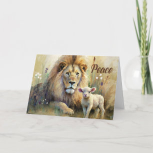 Christmas Lion Lies Down With the Lamb at Peace Card