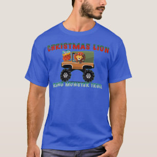 CHRISTMAS LION RIDING MONSTER TRUCK FUNNY LION RID T-Shirt