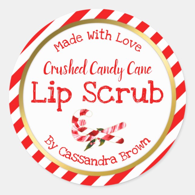 Christmas Lip Scrub Customisable Handmade DIY Classic Round Sticker (Front)