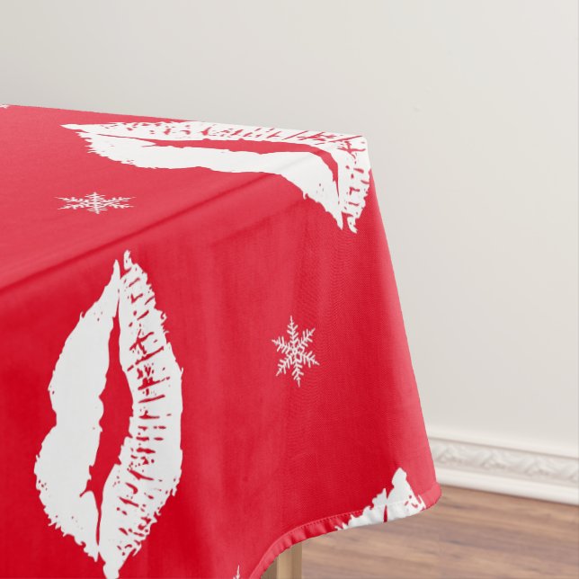 Christmas Lips and Snowflakes Tablecloth (In Situ)
