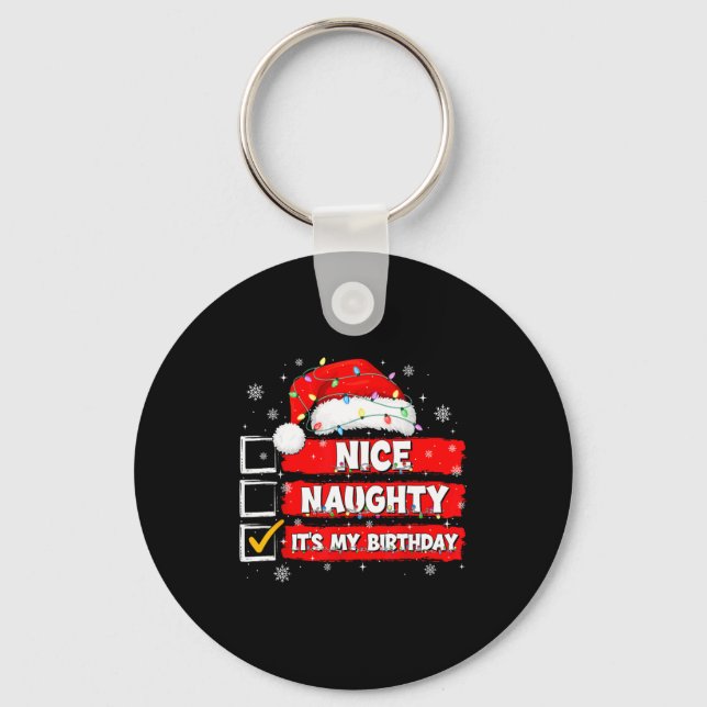 Christmas List Santa Claus Nice Naughty It's My Bi Key Ring (Front)