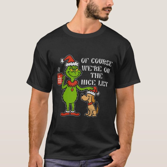 Christmas List Santa, Funny Nice List Gift For Dog T-Shirt (Front)