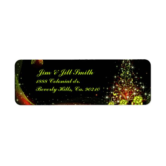 Christmas Lit Night Wonderland Green Return Address Label