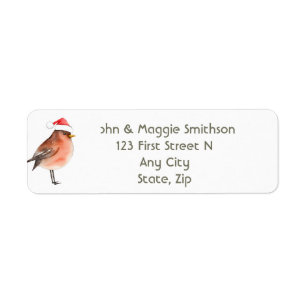 Christmas Little Bird Santa Hat Fun Birder Return Address Label