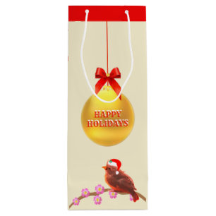 Christmas Little Bird Wine Gift Bag